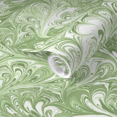 Spoonflower Pre-pasted Wallpaper Fanfare In Pickle Green 2' X 12' Removable
