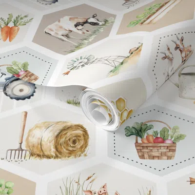 Spoonflower Pre-pasted Wallpaper Farm Gardening Cottagecore Rural Lifestyle - Slow Living 2' X 12' Removable