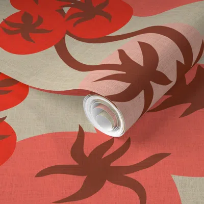 Spoonflower Pre-pasted Wallpaper Farmfolk Tomato Garden 2' X 12' Removable