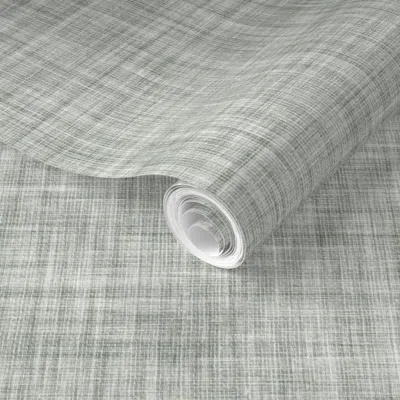 Spoonflower Pre-pasted Wallpaper Faux Linen Solid In Oyster Bay Grey  Removable