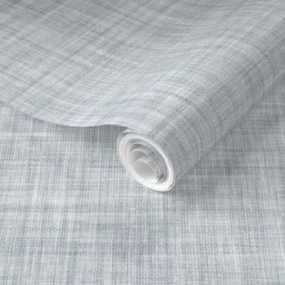 Spoonflower Pre-pasted Wallpaper Faux Linen Solid In Upward Grey  Removable