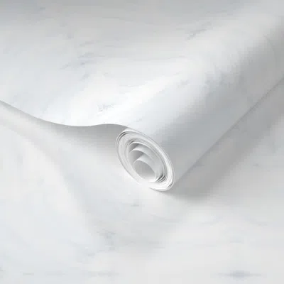 Spoonflower Pre-pasted Wallpaper Feathery Snow Drifts 2' X 12' Removable