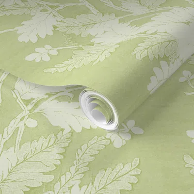 Spoonflower Pre-pasted Wallpaper Fern Stripe Ii2 2' X 12' Removable