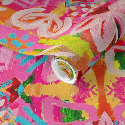 Spoonflower Pre-pasted Wallpaper Fiesta Large Scale 2' X 12' Removable