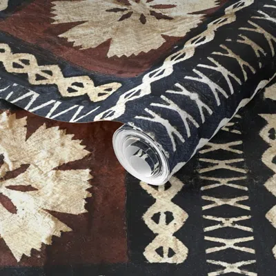 Spoonflower Pre-pasted Wallpaper Fijian Tapa Cloth 7 2' X 12' Removable
