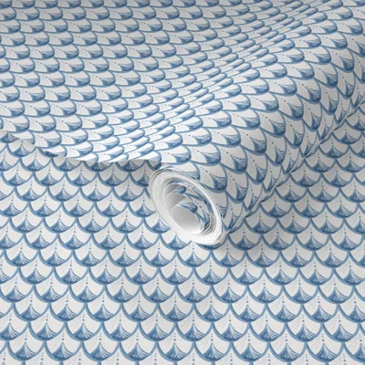 Spoonflower Pre-pasted Wallpaper Fishnet Sky Blue 2' X 12' Removable