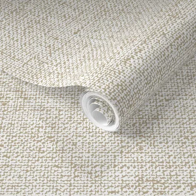 Spoonflower Pre-pasted Wallpaper Flax Linen - Khaki/white 2' X 12' Removable