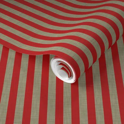 Spoonflower Pre-pasted Wallpaper Flightschool Stripe Linen 2' X 12' Removable