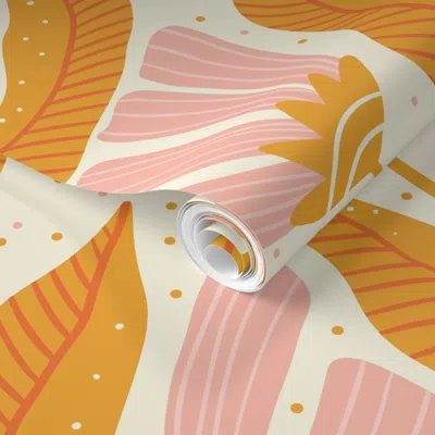 Spoonflower Pre-pasted Wallpaper Floral Folk Art Bold Flowers Bohemian Vintage Pattern 2' X 12' Removable