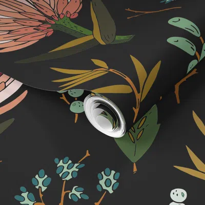 Spoonflower Pre-pasted Wallpaper Floral Study Dark Extra Large 2' X 12' Removable