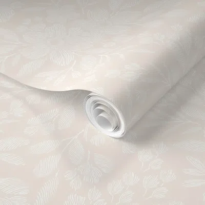Spoonflower Pre-pasted Wallpaper Florals Neutral White  Removable