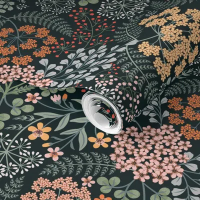 Spoonflower Pre-pasted Wallpaper Floriography Garden 18" 2' X 12' Removable