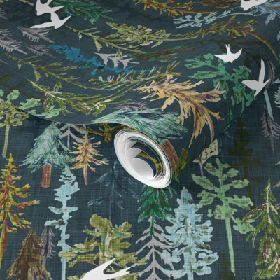 Spoonflower Pre-pasted Wallpaper Fly Over (navy) Med 2' X 12' Removable