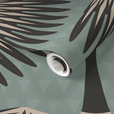 Spoonflower Pre-pasted Wallpaper Flying Art Deco Geese (teal) (xl / Jumbo) 2' X 12' Removable