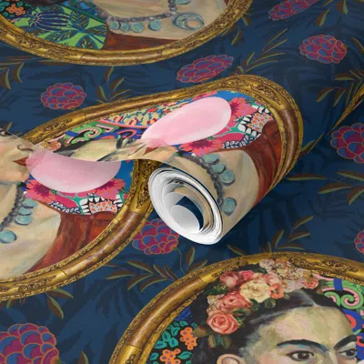 Spoonflower Pre-pasted Wallpaper For The Love Of Color Bubble Gum Tribute To Frida - Small Print Fabric 2' X 12'