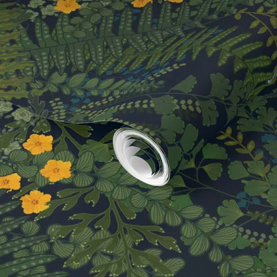 Spoonflower Pre-pasted Wallpaper Forest Floor Beauty Biome - Extra Large 30 Inch Repeat 2' X 12' Removable