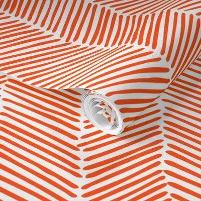 Spoonflower Pre-pasted Wallpaper Freeform Arrows Large In Persimmon 2' X 12' Removable