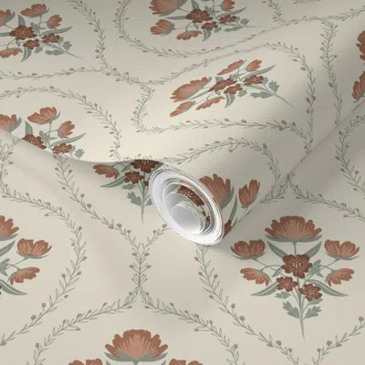 Spoonflower Pre-pasted Wallpaper French Country Floral- Original (sm) 2' X 12' Removable In White