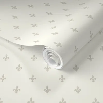 Spoonflower Pre-pasted Wallpaper French Fleur De Lys 2' X 12' Removable In Gray