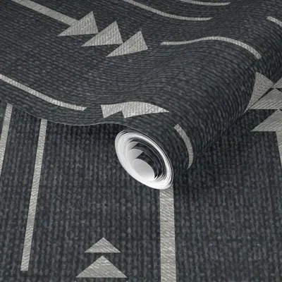 Spoonflower Pre-pasted Wallpaper French Linen Arrow Grey  Removable In Multi