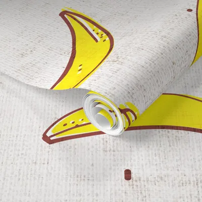 Spoonflower Pre-pasted Wallpaper French Linen Banana 2' X 12' Removable