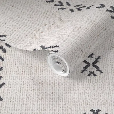 Spoonflower Pre-pasted Wallpaper French Linen Geo Stripe 2' X 12' Removable
