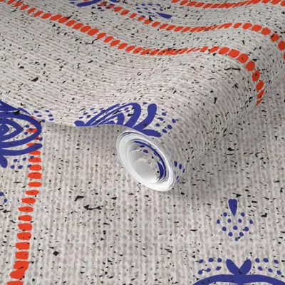 Spoonflower Pre-pasted Wallpaper French Linen Hali  Removable