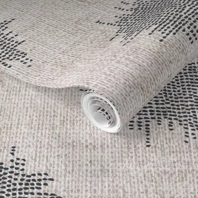 Spoonflower Pre-pasted Wallpaper French Linen Ikat Dot 2' X 12' Removable