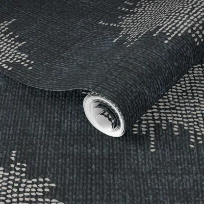 Spoonflower Pre-pasted Wallpaper French Linen Ikat Dot Grey 2' X 12' Removable