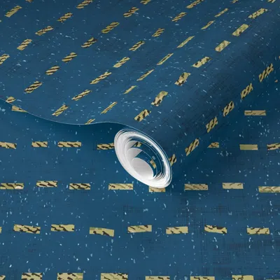 Spoonflower Pre-pasted Wallpaper French Linen Indigo Stripe 2' X 12' Removable