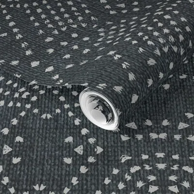 Spoonflower Pre-pasted Wallpaper French Linen Mosaic Grey 2' X 12' Removable