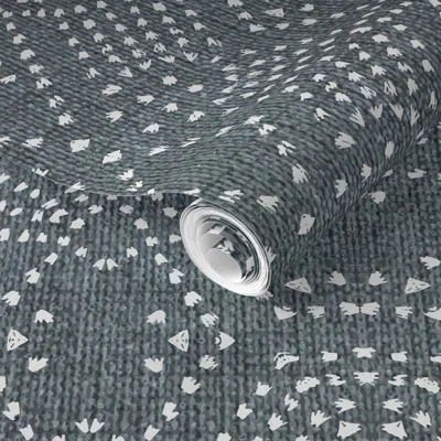 Spoonflower Pre-pasted Wallpaper French Linen Mosaic Grey Light 2' X 12' Removable