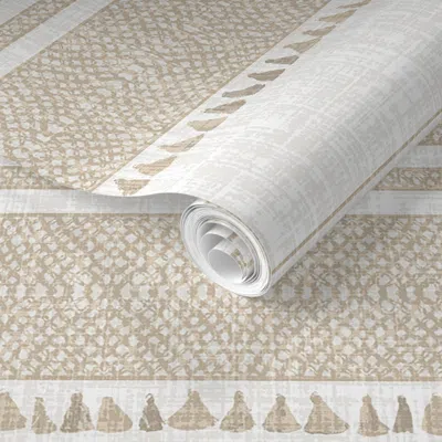 Spoonflower Pre-pasted Wallpaper French Linen Tassel 2' X 12' Removable