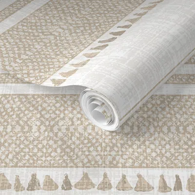 Spoonflower Pre-pasted Wallpaper French Linen Tassel Large 2' X 12' Removable