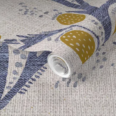 Spoonflower Pre-pasted Wallpaper French Linen Thistle 2' X 12' Removable