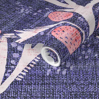 Spoonflower Pre-pasted Wallpaper French Linen Thistle Pink 2' X 12' Removable In Multi