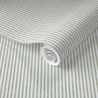 Spoonflower Pre-pasted Wallpaper French Stripes - Linen 2' X 12' Removable