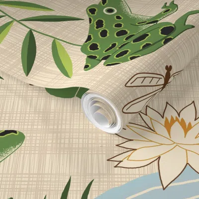 Spoonflower Pre-pasted Wallpaper Frog Heaven 2' X 12' Removable