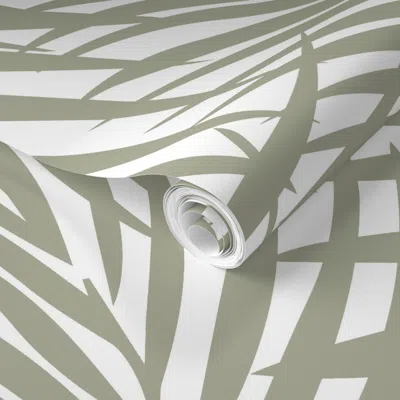 Spoonflower Pre-pasted Wallpaper Fronds Clary Sage  Removable In Multi
