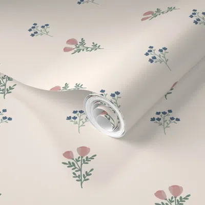 Spoonflower Pre-pasted Wallpaper Garden Flowers - Updated 2' X 12' Removable