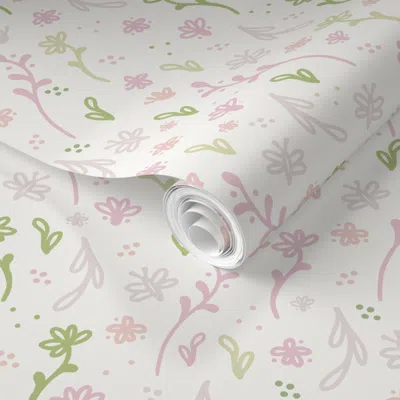 Spoonflower Pre-pasted Wallpaper Garden Gathering 2' X 12' Removable