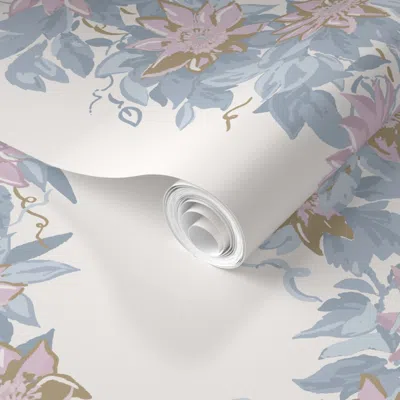 Spoonflower Pre-pasted Wallpaper Garlow Amanda Tan And Orchid  Removable