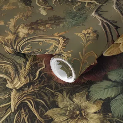Spoonflower Pre-pasted Wallpaper Gauntroot - Gothic Victorian  Fabric & Home Decor 2' X 12' Removable