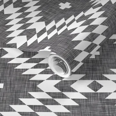 Spoonflower Pre-pasted Wallpaper Geometric Native Linen 2' X 12' Removable