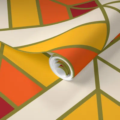 Spoonflower Pre-pasted Wallpaper Geometric Pattern Art Deco Diamond Sunset (standard Version) 2' X 12' Removable