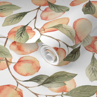 Spoonflower Pre-pasted Wallpaper Georgia Peaches 2' X 12' Removable