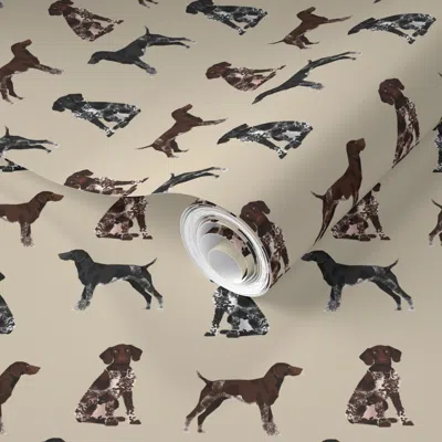 Spoonflower Pre-pasted Wallpaper German Shorthaired Pointer Dogs Gsp Gsp Dog Cute Dog Black And White Gsp 2' X 1