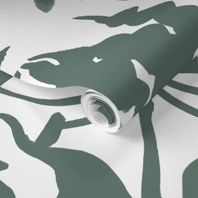 Spoonflower Pre-pasted Wallpaper Glory Lily - Pine Green (large Scale) 2' X 12' Removable