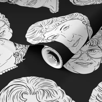 Spoonflower Pre-pasted Wallpaper Golden Girls - Black 2' X 12' Removable