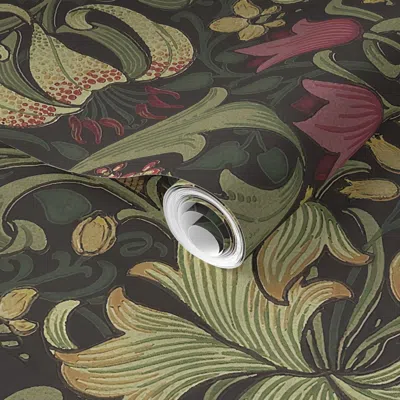Spoonflower Pre-pasted Wallpaper Golden Lily In Victorian Vintage Original - William Morris Large 2' X 12' Remov